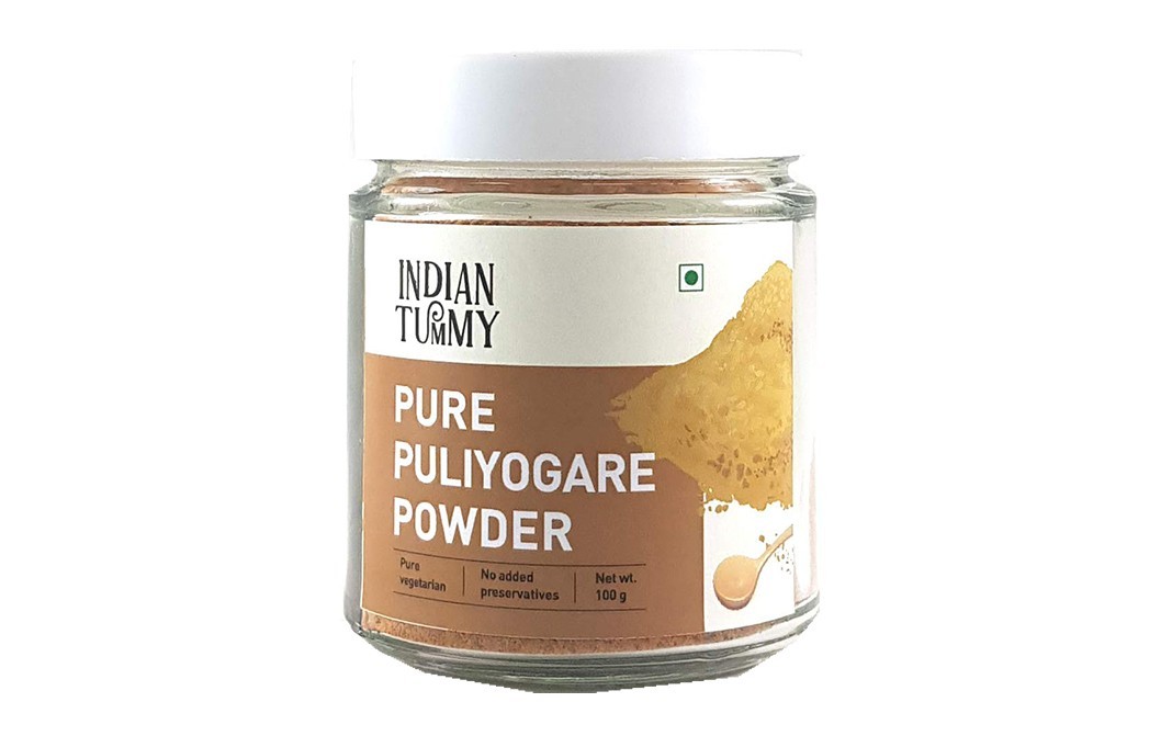 Indian Tummy Pure Puliyogare Powder    Glass Jar  100 grams
